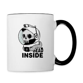 Astronaut Totenkopf Dead Inside - Tasse zweifarbig - Weiß/Schwarz - Rechts