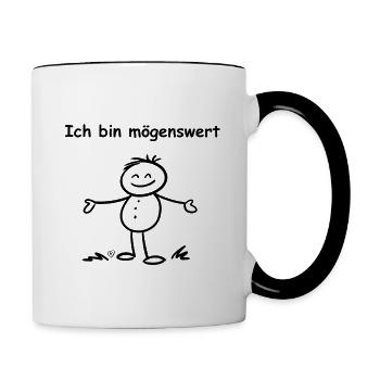 Ich bin mögenswert Mann Junge - Tasse zweifarbig - Weiß/Schwarz - Rechts