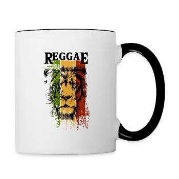 Lion reggae - Mug contrasté - blanc/noir - Droite