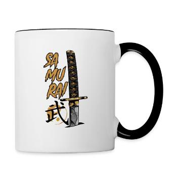 Samurai Katana Warrior - Tasse zweifarbig - Weiß/Schwarz - Rechts