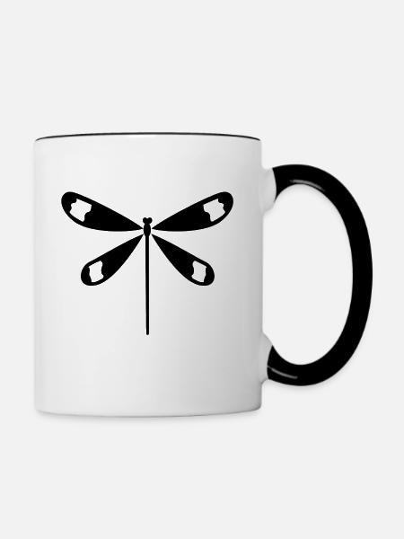 Libelle - Tasse zweifarbig - Weiß/Schwarz