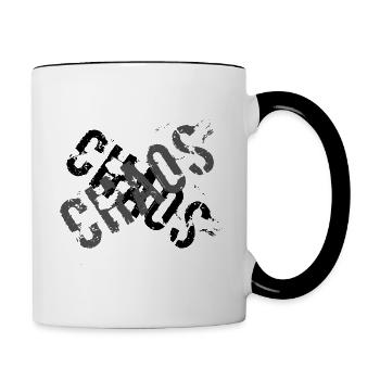 Chaos Stylishes Design für echt Chaoten - Tasse zweifarbig - Weiß/Schwarz - Rechts