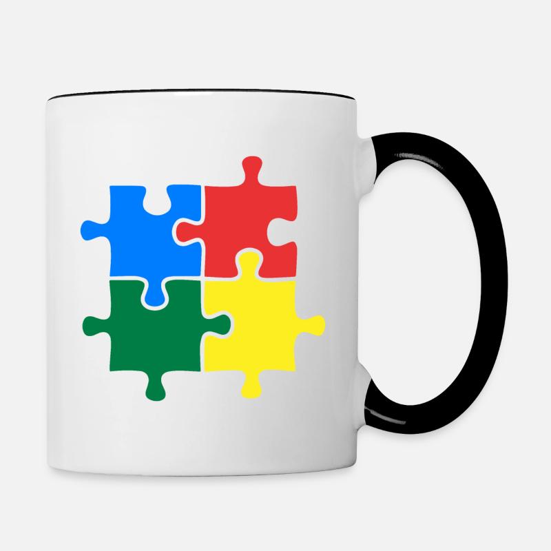 Autisme Sensibilisation Puzzle Coloré - Mug contrasté - blanc/noir
