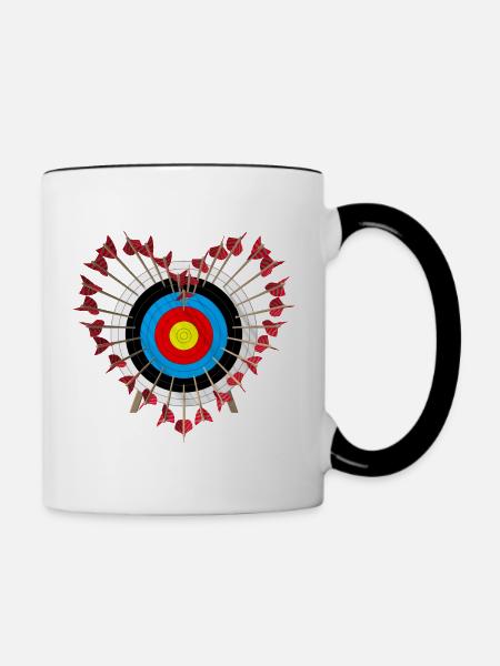 Zielscheibe Herzchen - Tasse zweifarbig - Weiß/Schwarz
