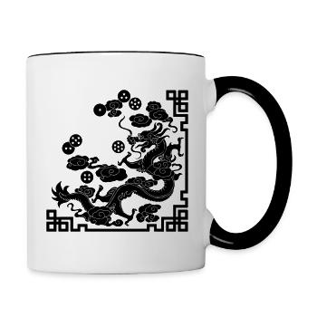 Dragon avec 7 boules - Mug contrasté - blanc/noir - Droite