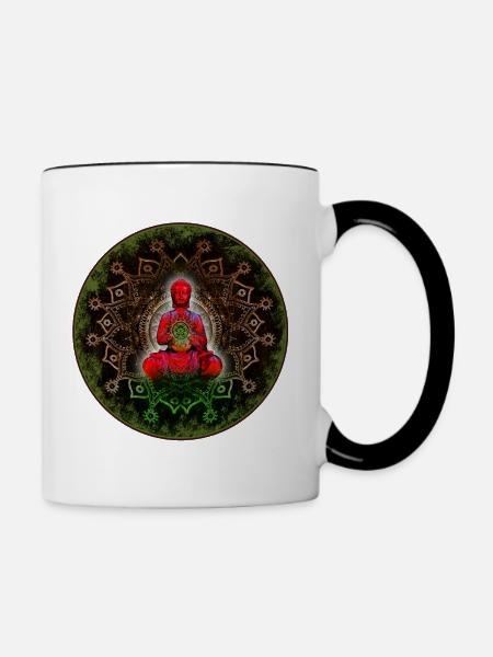 Buddha - Tasse zweifarbig - Weiß/Schwarz