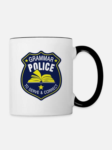 Grammatik Polizei Sprache Sprachlehrer - Tasse zweifarbig - Weiß/Schwarz