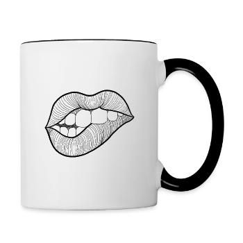 Levres mouth linework - Contrasting Mug - white/black - Right