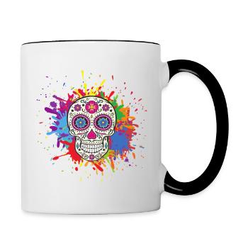 Crâne mexicain - Mug contrasté - blanc/noir - Droite