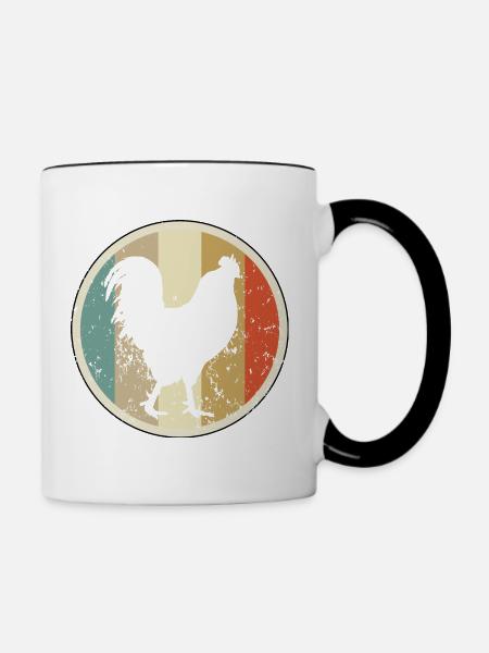 Hahn Gockel Geflügel - Tasse zweifarbig - Weiß/Schwarz