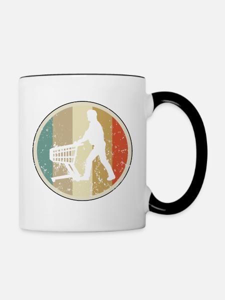 Mann mit Einkaufswagen Supermarkt - Tasse zweifarbig - Weiß/Schwarz