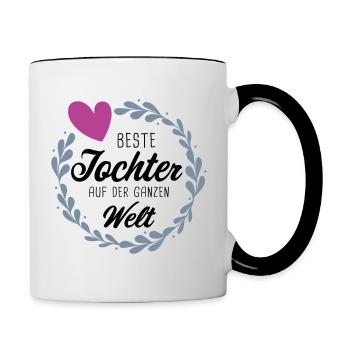 Beste Tochter auf der Welt Mädchen Geschenkidee - Tasse zweifarbig - Weiß/Schwarz - Rechts
