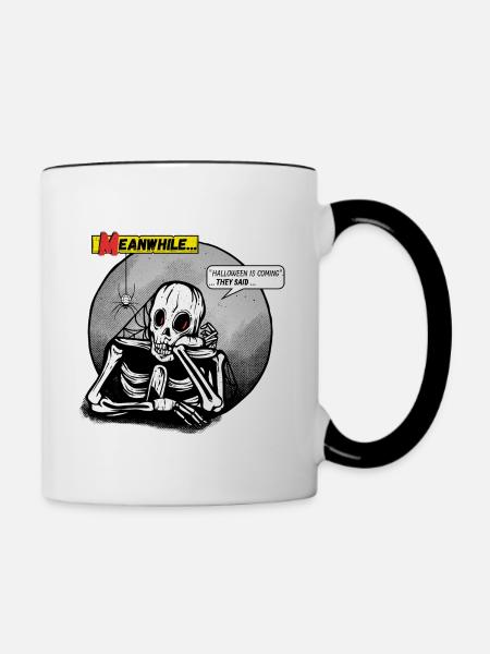 Halloween is coming they said Skelett Horror Comic - Tasse zweifarbig - Weiß/Schwarz
