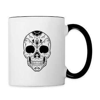 Crâne Mexicain - Mug contrasté - blanc/noir - Droite