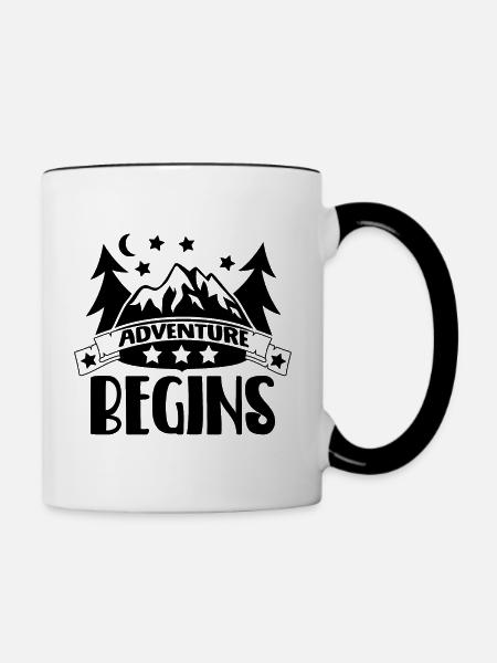 Abenteuer beginnt - Tasse zweifarbig - Weiß/Schwarz