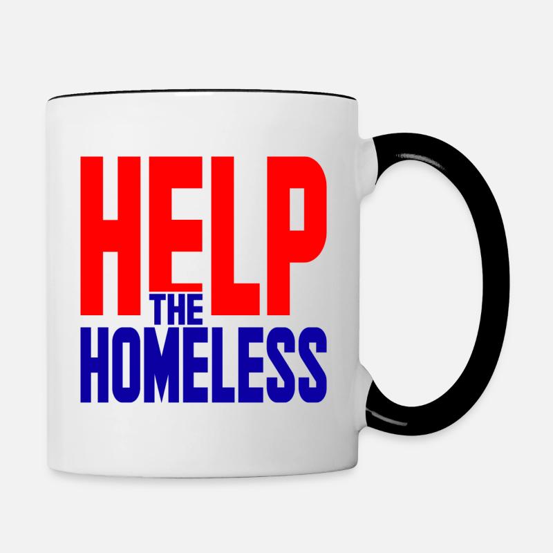 Help them homeless solidarity - Contrasting Mug - white/black