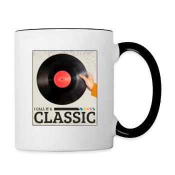 Je l’appelle un disque de musique rétro vinyle classique - Mug contrasté - blanc/noir - Droite