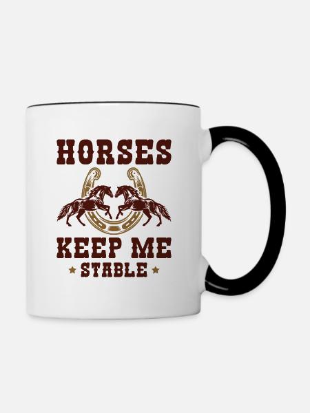Pferde halten mich stabil - Tasse zweifarbig - Weiß/Schwarz