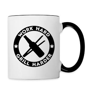 Work Hard Grill Harder - Tasse zweifarbig - Weiß/Schwarz - Rechts