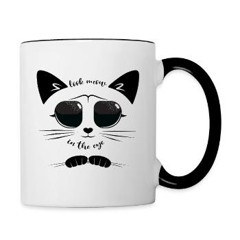Look me in the eyes - Cat Noir Sarcastic humor - Contrasting Mug - white/black - Right