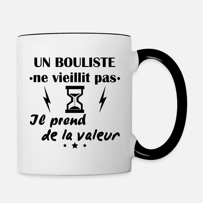 Bouliste ne vieillit pas,idée cadeau anniversaire - Mug contrasté - blanc/noir