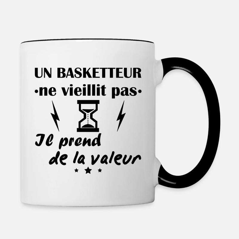 Basketteur ne vieillit pas,cadeau anniversaire - Mug contrasté - blanc/noir