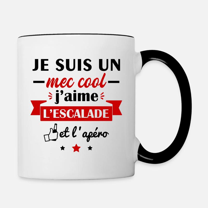 Mec cool escalade, idée cadeau escaladeur - Mug contrasté - blanc/noir