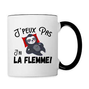 j peux pas j ai la flemme - Mug contrasté - blanc/noir - Droite