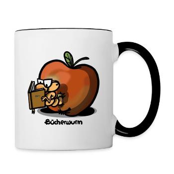 Bücherwurm - Tasse zweifarbig - Weiß/Schwarz - Rechts