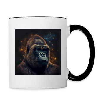 Stardust Gorilla - KI generierte Kunst - AI Art - Tasse zweifarbig - Weiß/Schwarz - Rechts