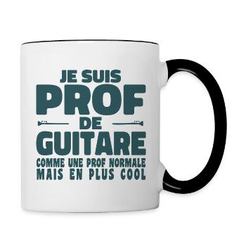 Je suis Prof de Guitare Comme Une Prof Normale - Mug contrasté - blanc/noir - Droite