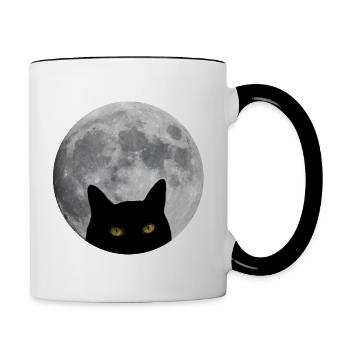 Cat in the moon - Contrasting Mug - white/black - Right