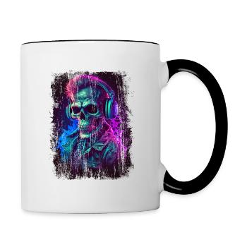 DJ de musique sombre zombie - Mug contrasté - blanc/noir - Droite