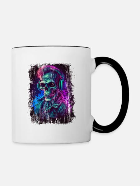 Zombie dark music dj - Tasse zweifarbig - Weiß/Schwarz