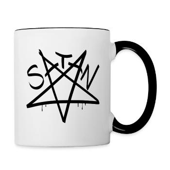 Star Of Satan Inverted Pentagram - Contrasting Mug - white/black - Right