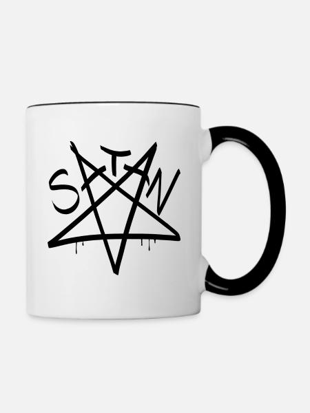 Stern Satans umgekehrtes Pentagramm - Tasse zweifarbig - Weiß/Schwarz