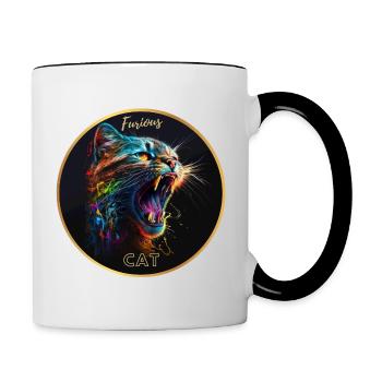 Furious cat - Mug contrasté - blanc/noir - Droite