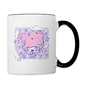 Cute Zombie Bear Cub - Contrasting Mug - white/black - Right