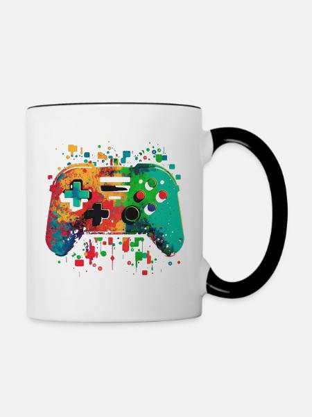 Bunte Konsole - Tasse zweifarbig - Weiß/Schwarz