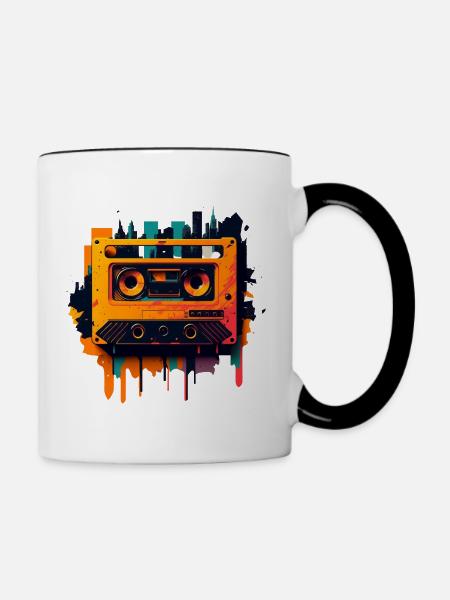 Retro Mixtape - Tasse zweifarbig - Weiß/Schwarz