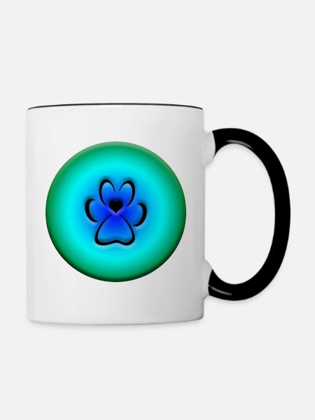 Hundepfote - Tasse zweifarbig - Weiß/Schwarz