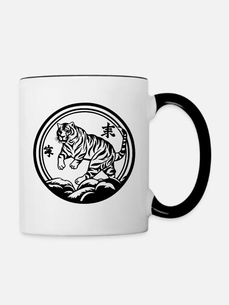 Tiger China - Tasse zweifarbig - Weiß/Schwarz