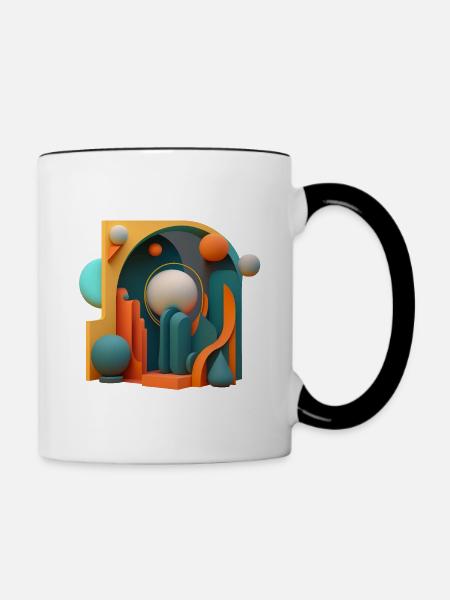 3D - Tasse zweifarbig - Weiß/Schwarz