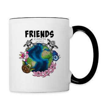 Friends around the WORLD - Contrasting Mug - white/black - Right