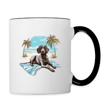 Braque allemand à la plage - Mug contrasté - blanc/noir - Droite