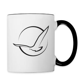 L'oiseau, dessin animiste essenien, noir - Mug contrasté - blanc/noir - Droite