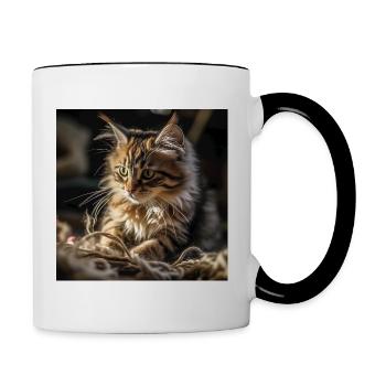 Main Coon Babykatze, verspielt und ultra süß - Tasse zweifarbig - Weiß/Schwarz - Rechts