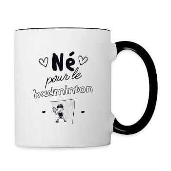 Né pour le badminton - Mug contrasté - blanc/noir - Droite