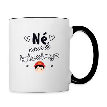 Né pour le bricolage - Mug contrasté - blanc/noir - Droite