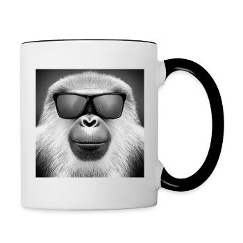 Monkey with sunglasses - Contrasting Mug - white/black - Right